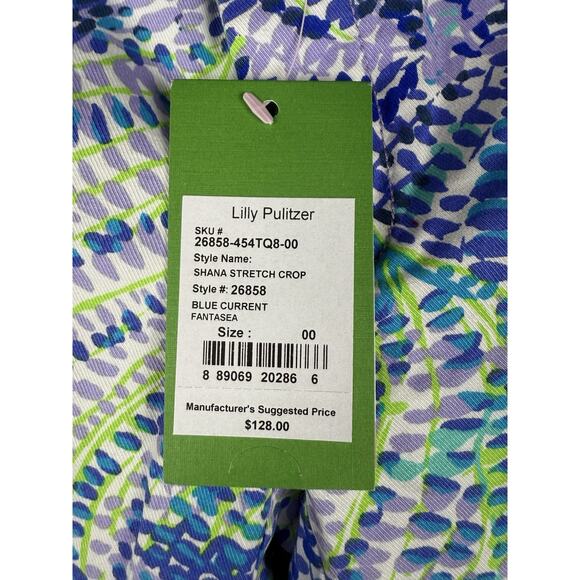 NWT Lilly Pulitzer Shanna Stretch Crop Pants Fantasea Size 00 purple green - Picture 2 of 8